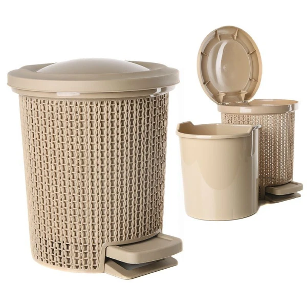 Контейнер для мусора 6л пластик Soul кофейный с педалью (2)