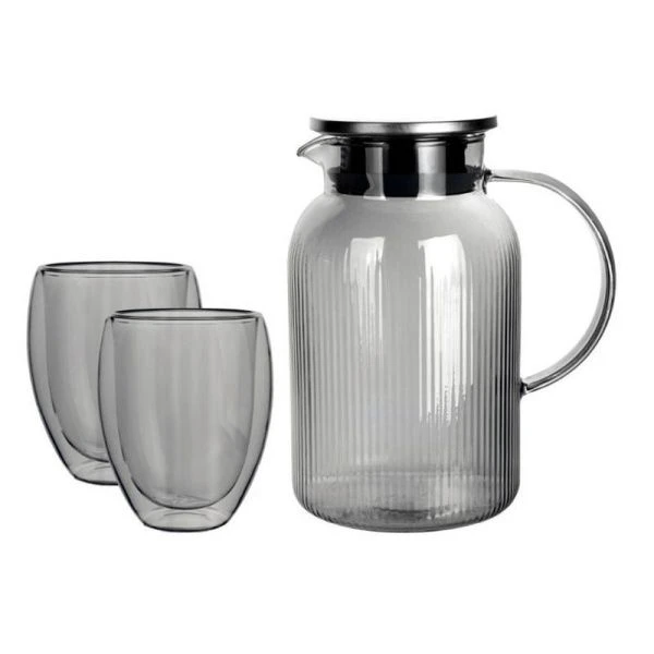 Набор питьевой 3пр (кувшин 1800мл с мет.крышкой, стаканы 2шт 350мл) стекло (6)
