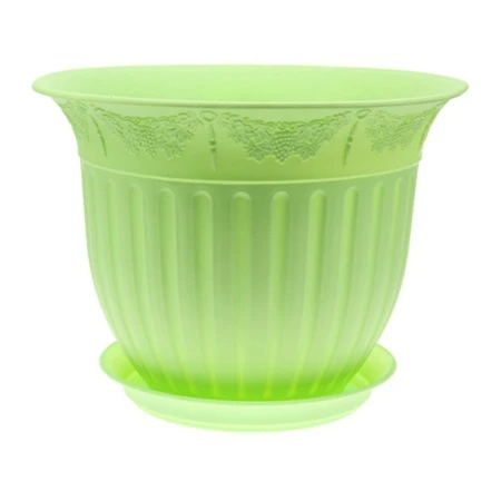 Горшок цветочный пластик Виноград 11*8см 0,25л с поддоном зелёный (100)