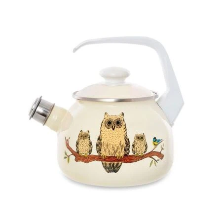 Чайник со свистком 2,5л эмаль СОВЫ (4)