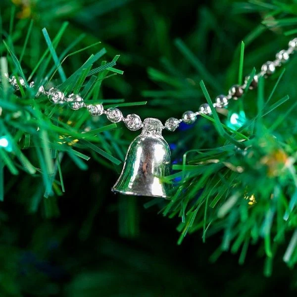 Новогоднее украшение бусы на ёлку серебряные  "Колокольчики" НУ-6742