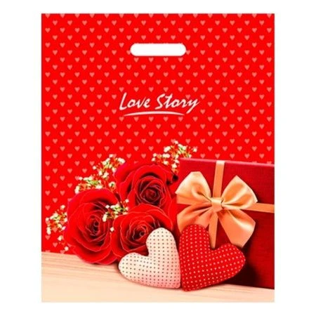 Пакет с вырубной ручкой 38*47+6см полиэтилен Лав стори ламинированный (50/500)