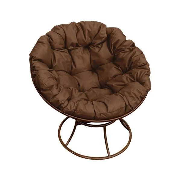 Кресло Папасан без ротанга металл коричневое, коричневая подушка 107*107*75см (max нагр. 150кг)