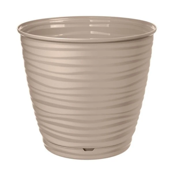 Горшок для цветов 1,5л пластик Saffron с поддоном бежевый (24) 221610127/01