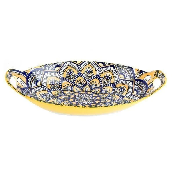 Блюдо 27,5*15,5*4,5см фарфор Arabesque желтый овальное с ручками (36) ВЫВОД