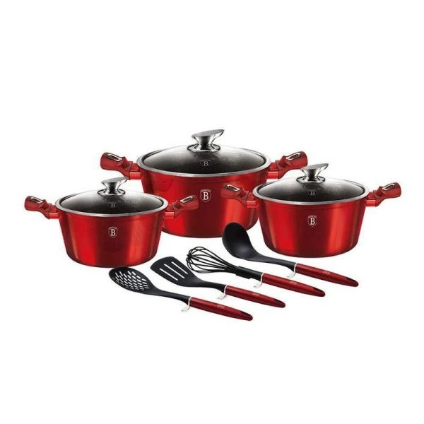 Набор посуды 7пр (к.2,5/4,1/6,1л, лопатка,венчик,шумовка,половник) алюминий АП Burgundy Line(1)