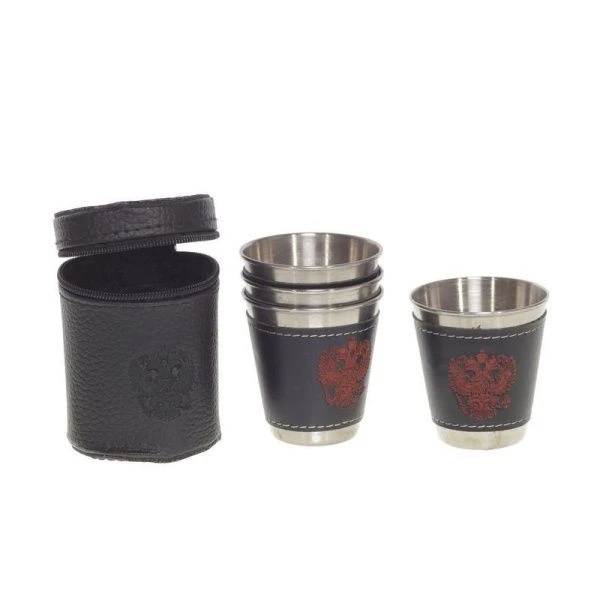 Набор стопок нерж.сталь 4шт. 100мл в чехле 6*6*8см (100)