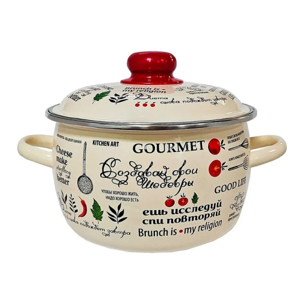 Кастрюля 2л эмаль ШЕДЕВРЫ сферическая ТМ Appetite 3RC161M (8)