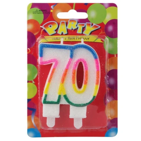 Свеча в торт парафин серия Юбилей 70 лет разноцветная 7,5*5,5см DXJF-001 (480)