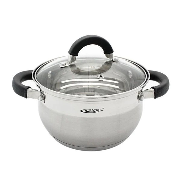 Кастрюля 6,2л нерж.сталь ИРИДА стекл.крышка d24см толщина стенок 0,6мм КТ08-d-24 (4)