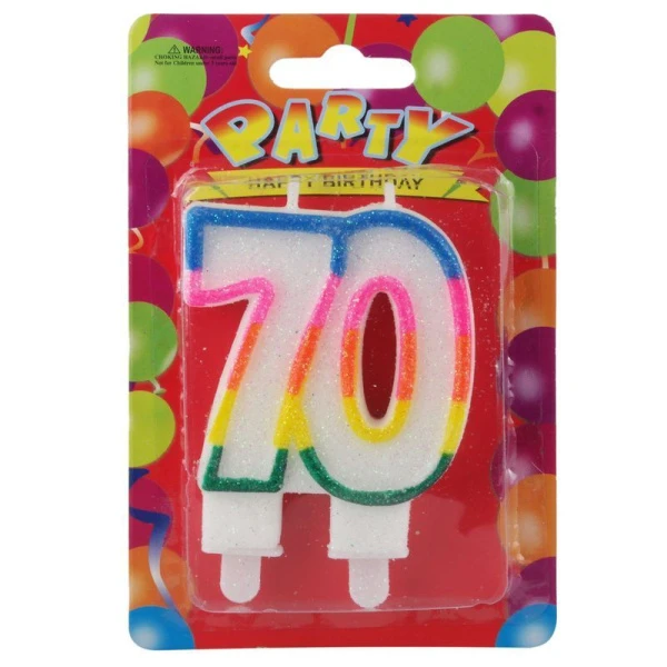 Свеча в торт парафин серия Юбилей 70 лет разноцветная 7,5*5,5см DXJF-001 (480)