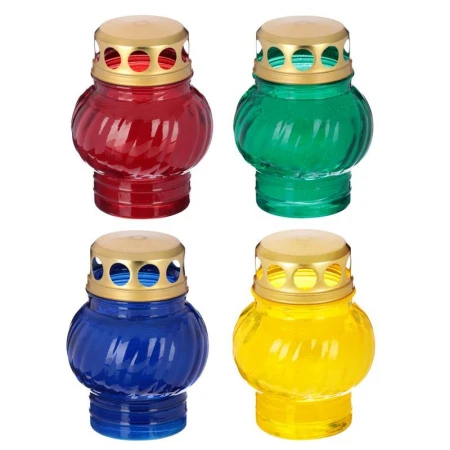 Свеча поминальная в стеклянном подсвечнике 9,1*8,3см 4 цвета (8)