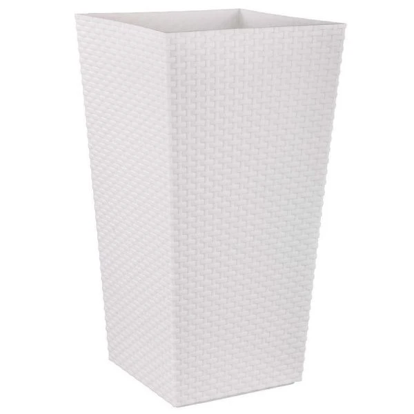 Кашпо напольное 47л 325*325*610мм пластик РОТАНГ без вставки белое (5)