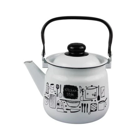 Чайник 2,5л эмаль KITCHEN белый с рис. 01-2711/4 (4)