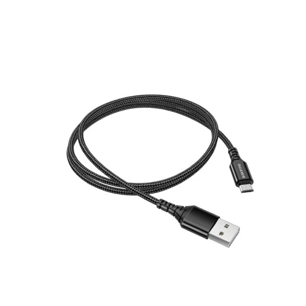 Кабель пластик Borofone BX54, microUSB - USB, 2.4А, 1м нейлоновая оплётка чёрный (360)
