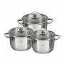 Набор кастрюль 3пр 2,9/5,1/6,4л нерж.сталь стекл.крышки 18/22/24см GH-1823 (2)