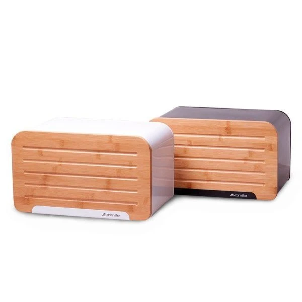 Хлебница 35*20*21,5см бамбук/нерж.сталь (черная, белая) арт. 1107 (4)