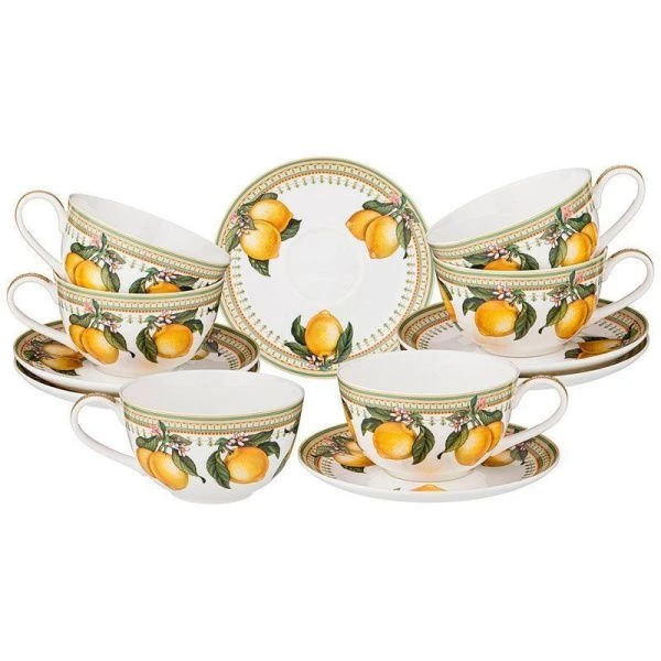 Чайный набор 12пр фарфор ЛИМОНЫ на 6 персон 300мл (18)
