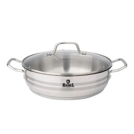 Жаровня с термодатчиком 3,5л нерж.сталь ГРЕТТА со стекл.крышкой 24*8см, индукция (4)