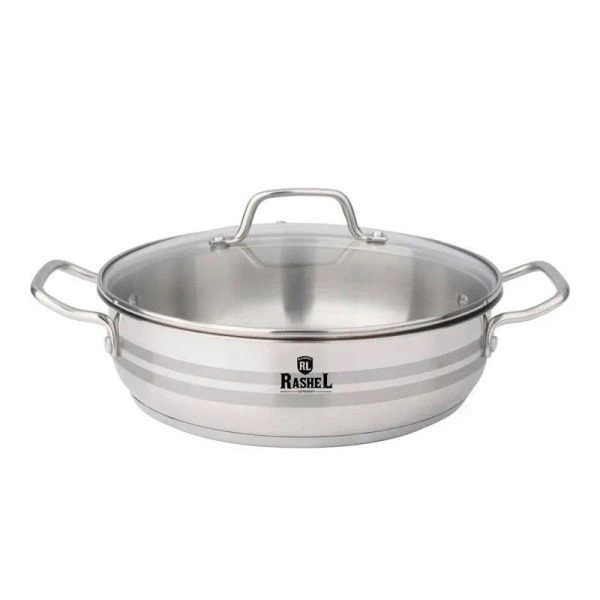 Жаровня с термодатчиком 3,5л нерж.сталь ГРЕТТА со стекл.крышкой 24*8см, индукция (4)