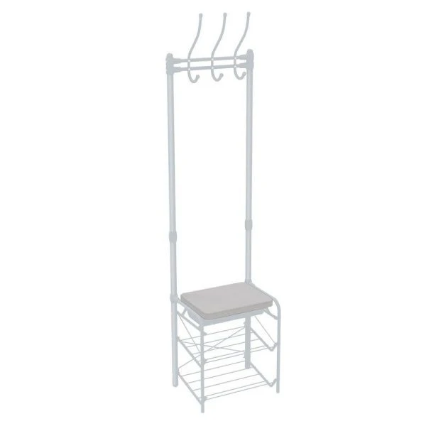 Вешалка напольная 3 крючка, 2 полки с ящиком 475*330*1750мм металл серая матовая ВПШ3 (1)