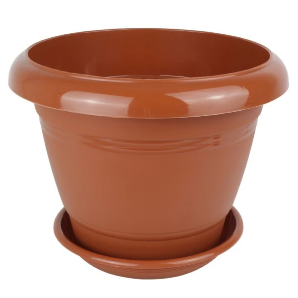 Горшок цветочный 2,1л d19см пластик ФЕСТОНА с поддоном терракот 5PL0055 (24)