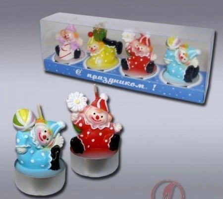 Набор свечей парафин КЛОУНЫ (7)