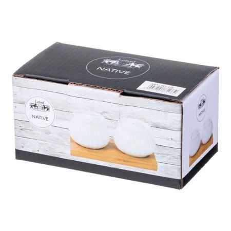 Набор для специй 2пр (солонка, перечница) фарфор Native на дер.подставке (48)