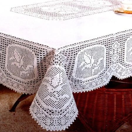 Скатерть 60*90 (150*228см) ПВХ CROCHET белая 937 (24)