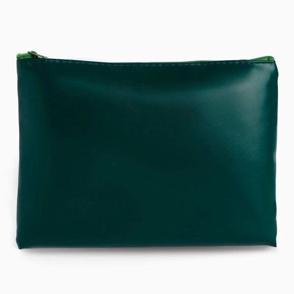 Косметичка 20*0,5*15см иск.кожа отдел. на молнии, зеленый (600)