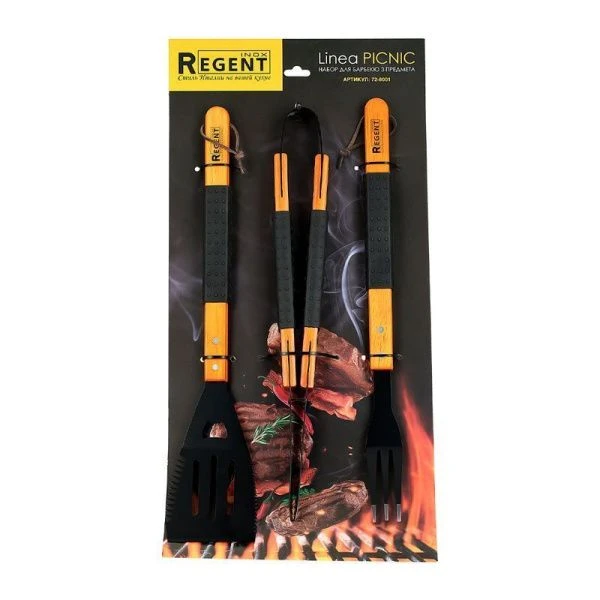 Набор для барбекю 3пр (вилка, лопатка, щипцы) нерж.сталь Picnic 72-8001 (12) Набор для барбекю 3пр (вилка, лопатка, щипцы) нерж.сталь Picnic 72-8001 (12)
