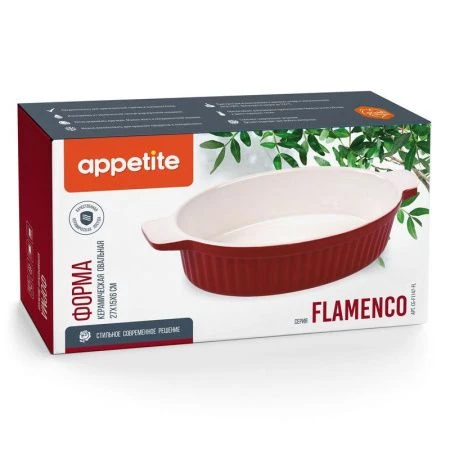 Форма для запекания керам. 27*15*6см овал. Flamenco крас. ТМ Appetite CG-F1147-FL (16)