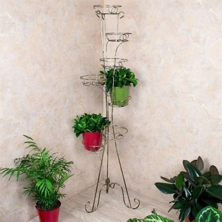 Стойка кованая на 7 цветков металл КЛАССИКА черная-золото 17-007 BG (1)