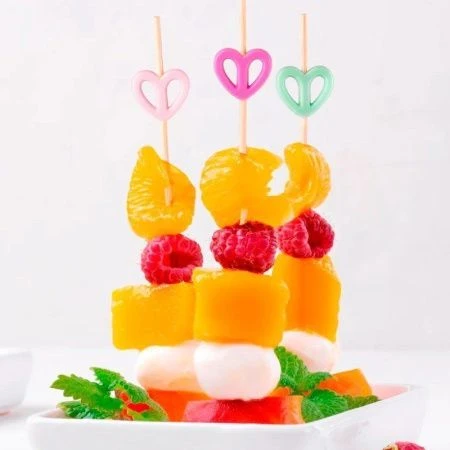 Шпажки для канапе 12см 100шт бамбук Сердца разноцветные в пакете PATERRA (50)