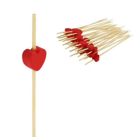 Шпажки для канапе бамбук 12см 50шт СЕРДЕЧКО (200) JC-7911