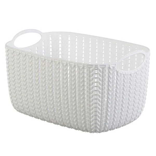 Корзина для хранения 4л 130*170*240мм пластик ВЯЗАНИЕ Белый ротанг (12)
