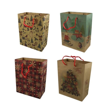 Пакет новогодний крафт 18*23*10см Любители кататься (12/240)