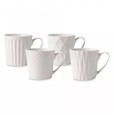Кружки набор 4пр 380мл фарфор Nova белый Геометрия подар.уп. MW475-DI0429 (4)