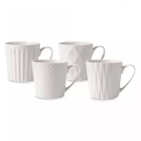 Кружки набор 4пр 380мл фарфор Nova белый Геометрия подар.уп. MW475-DI0429 (4)