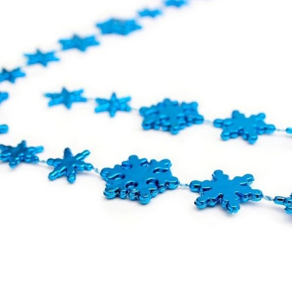 Новогоднее украшение бусы на ёлку синие "Снежинки" НУ-6753