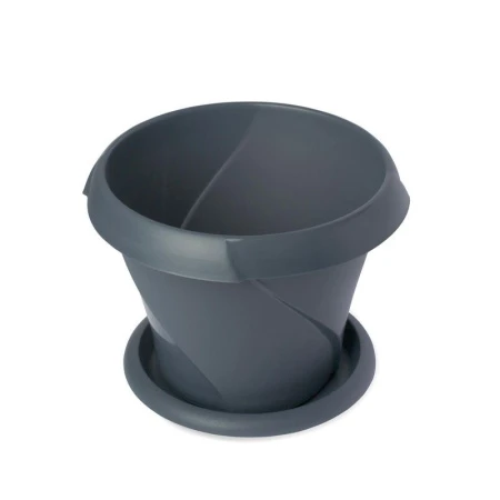 ЯЯЯКашпо пластик Флориана 1,4л d170мм с поддоном серое С385СЕР (28) ВЫВОД