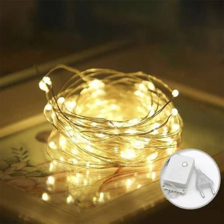 яяяГирлянда светодиодная Нить полимер.материалы 10м 100LED теплый белый 8 режимов GR309 (100)