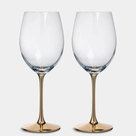 Бокалы для красного вина набор 2шт 540мл стекло Ravello золотая ножка ANLAF-EOTU05