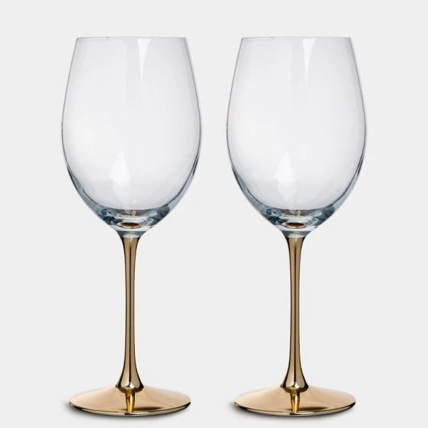 Бокалы для красного вина набор 2шт 540мл стекло Ravello золотая ножка ANLAF-EOTU05