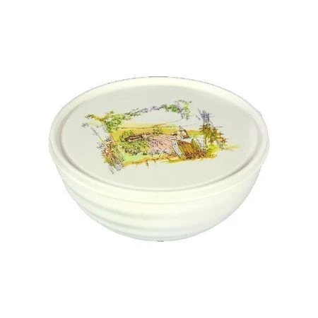 Салатник 3л пластик ТОСКАНА слоновая кость с крышкой (20)