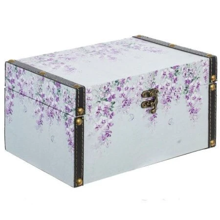 Шкатулка Сундук дерево/текстиль 24*16*13см Прованс. Лаванда (6)