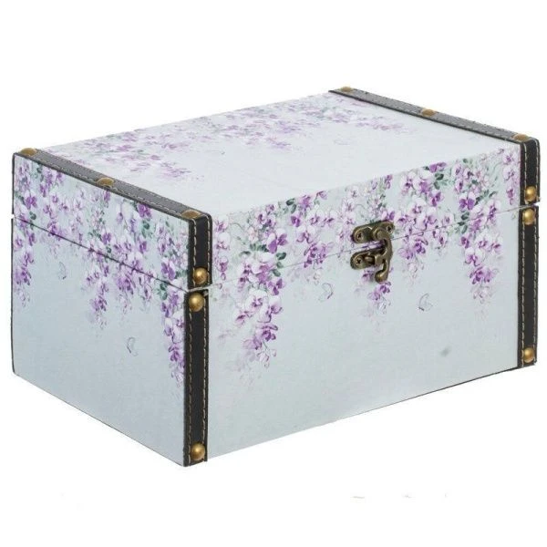 Шкатулка Сундук дерево/текстиль 24*16*13см Прованс. Лаванда (6)