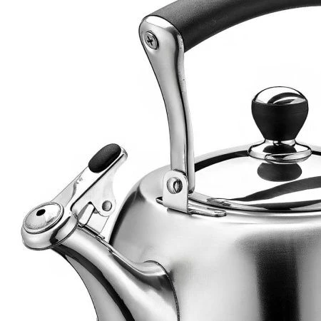 Чайник со свистком 3л нерж.сталь черная ручка (12)