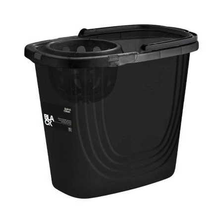 Ведро с отжимом 10л пластик Spin&Clean Black прямоугольное (9)