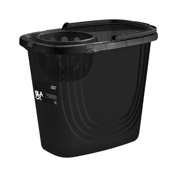 Ведро с отжимом 10л пластик Spin&Clean Black прямоугольное (9)